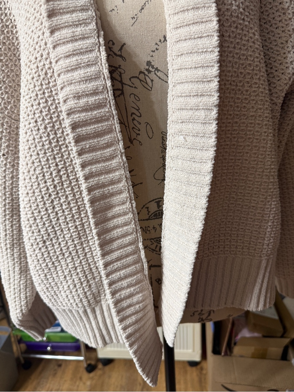 Women's Open-Front Knit Cardigan in Light Cream